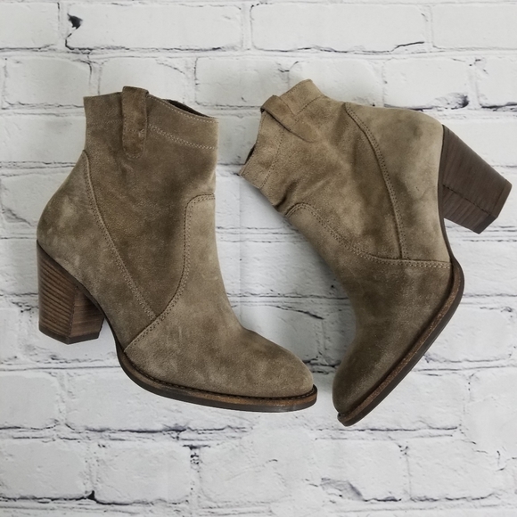 Paul Green Echt Leder gray Suede leather stacked Heel Ankle Boot 7.5 - Picture 5 of 11